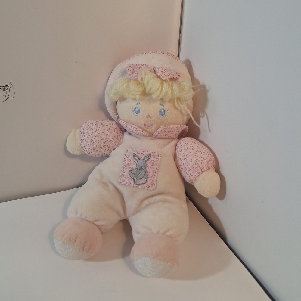 Carter's by Prestige Toy Corp. Vintage Baby Doll‎ Rattle Blonde Hair Plush